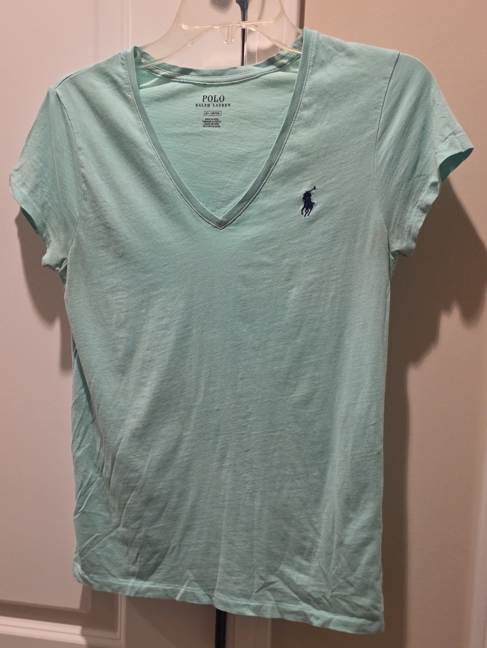 Polo by Ralph Lauren Mint V-Neck Short Sleeve Tee with Navy Logo